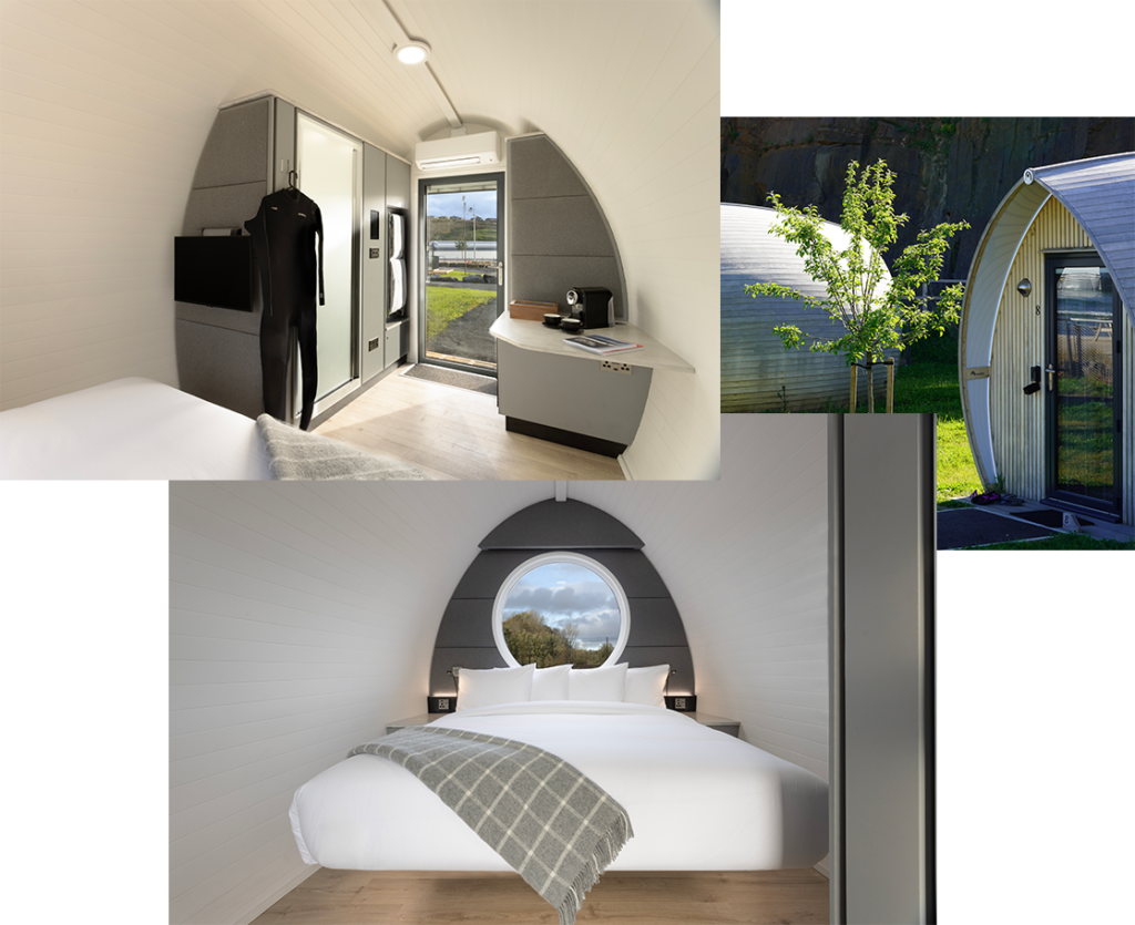 Images of Waterfront Pod's interior and exterior